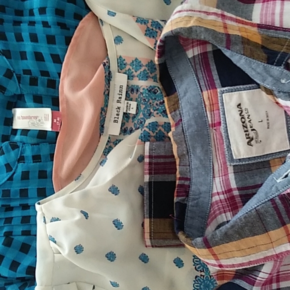 "AS IS BUNDLE!" No Boundaries Sheer Long Sleeve Shirt, Size M, blue & black chec - Picture 3 of 4